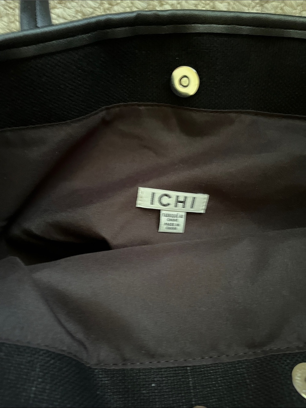 ICHI NWOT Striped Tote Bag in Brown and Black - Picture 6 of 6